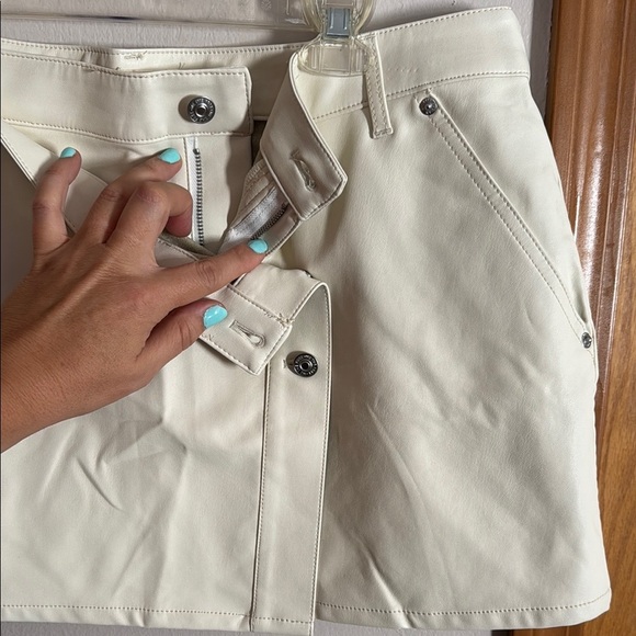 Free People vegan leather mini skirt with Asymmetrical Wrap Design - Picture 5 of 9